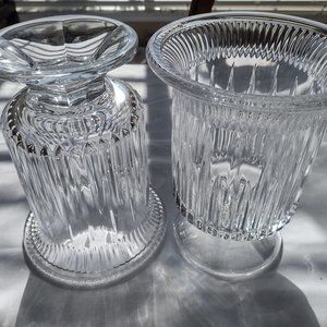 2nd Vintage Bohemia 24% lead crystal hurricane lamp/flower vase. Spectacular!